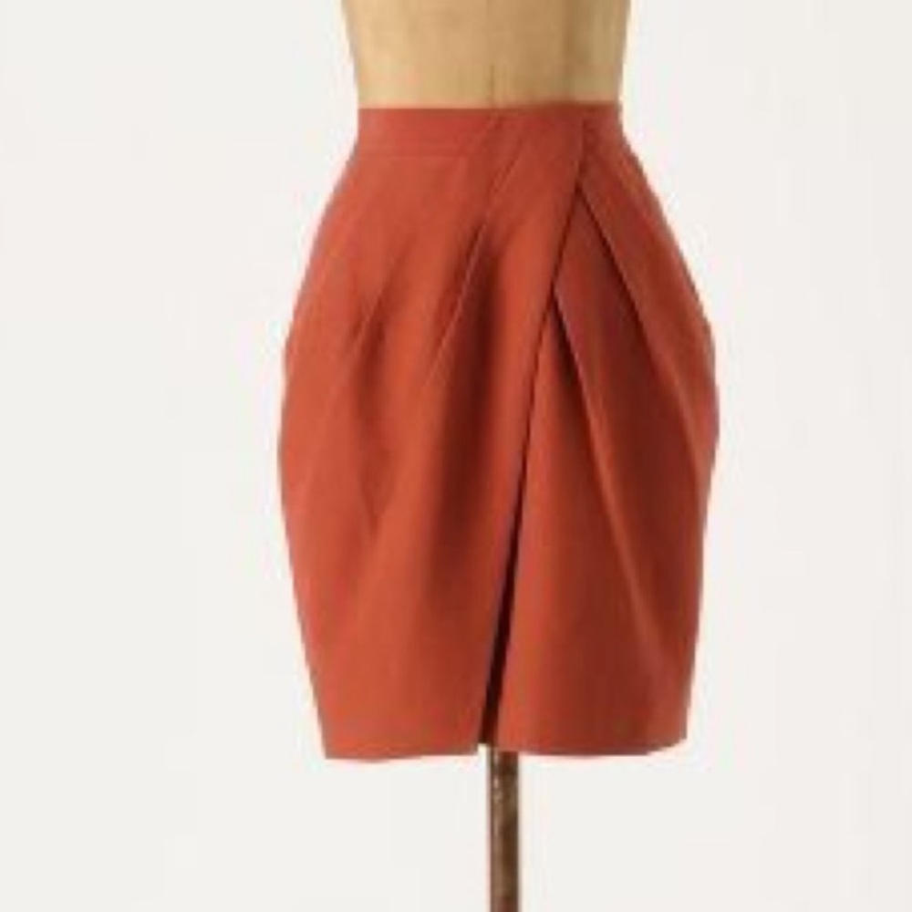 Anthropologie Fei Orange Wrap Mini Skirt NWOT